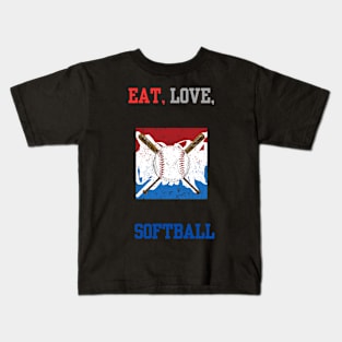 EAT, LOVE, SOFTBALL Kids T-Shirt